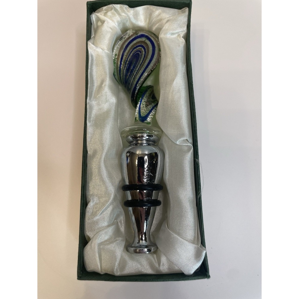 Handblown Art Glass Bottle Stopper Multicolor